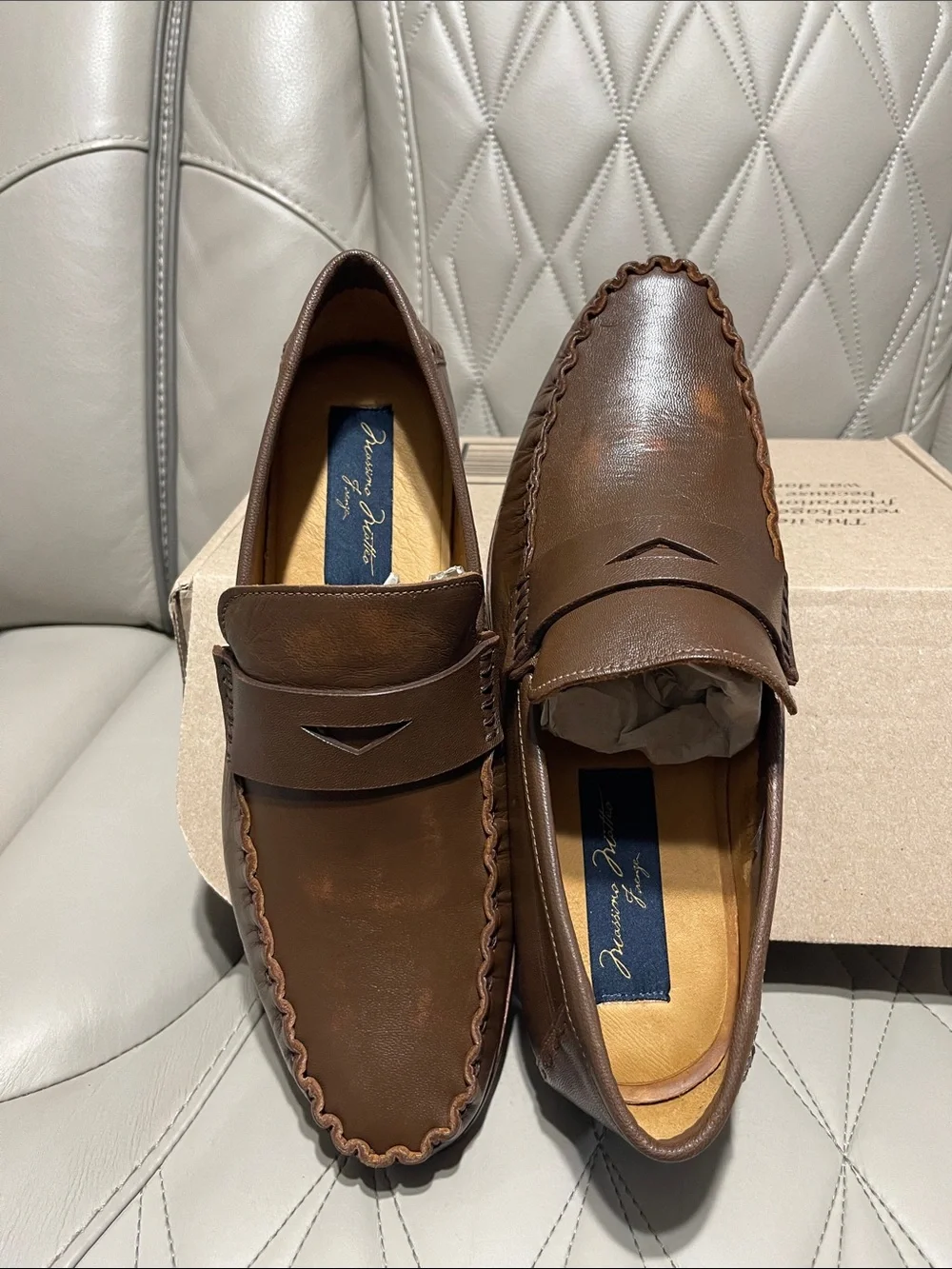 Massimo Matteo Brown Leather Penny Loafers